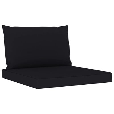 vidaXL Градински 3-местен диван от палети с черни възглавници бор