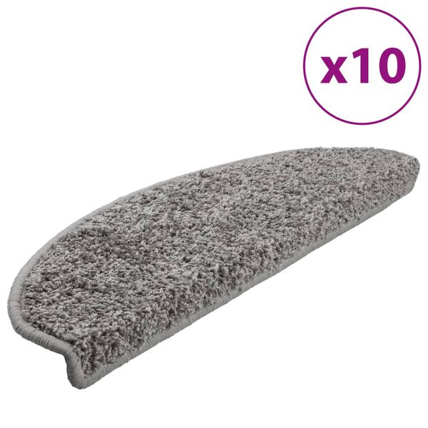 vidaXL Изтривалки за стълби, 10 бр., 65x21x4 см, сиви, полукръгли, големи