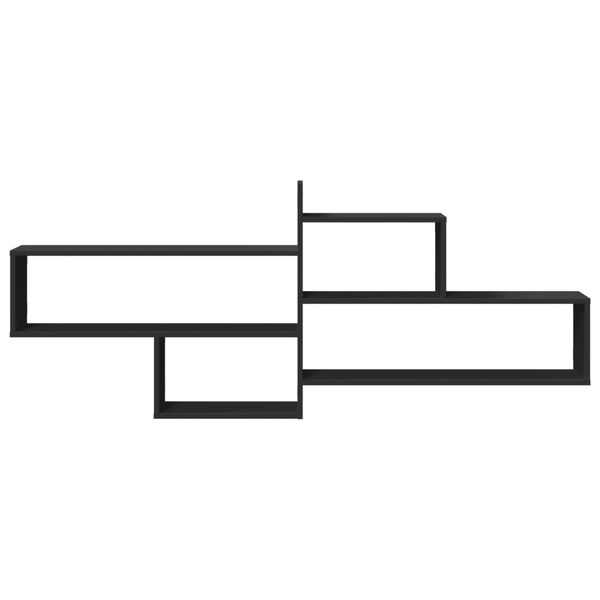 vidaXL Стенен рафт, черен, 167,5x18x68 см, инженерно дърво