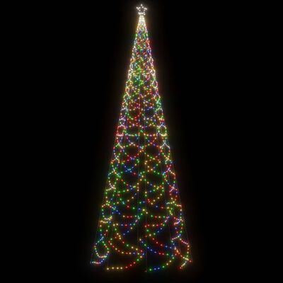 vidaXL Коледно дърво с метален стълб, 1400 LED, многоцветно, 5 м
