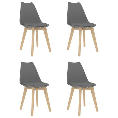 vidaXL Трапезни столове, 4 бр, сиви, пластмаса