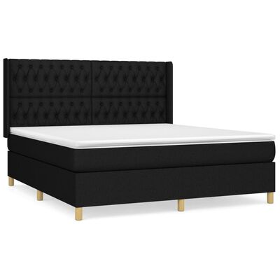 vidaXL Боксспринг легло с матрак, черно, 180x200 см, плат