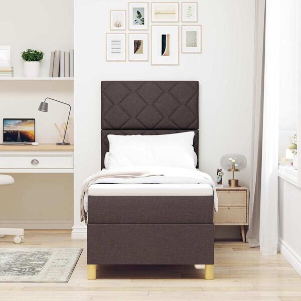 vidaXL LED кутия за пружини с легло Тъмен кафяв 80 x 200 cm текстил