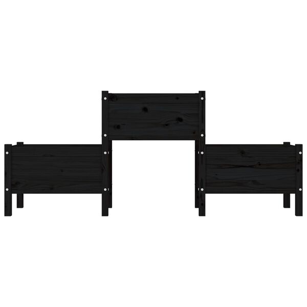 vidaXL Плантер, черен, 178,5x44x75 см, борово дърво масив