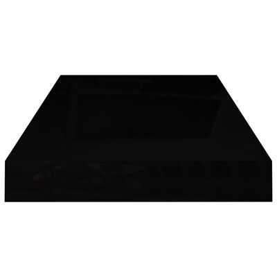 vidaXL Окачени стенни рафтове, 2 бр, черен гланц, 50x23x3,8 см, МДФ
