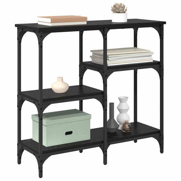 vidaXL с рафт със съхранение Черен дъб 80 x 29 x 75 см Инженерно дърво