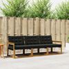 vidaXL Комплект дивани за открито 3 pcs Естествено и черно