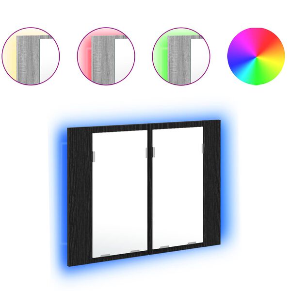 vidaXL Шкаф с огледало за баня с рафт Черния дъб 60 x 12 x 45 см