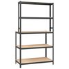 vidaXL Работна маса с 5 рафта, антрацит, стомана и инженерно дърво