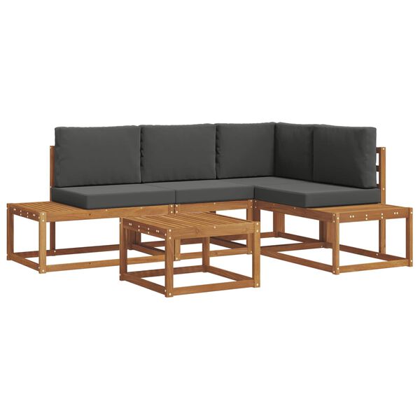 vidaXL Комплект дивани за открито 5 Брой Натурален и Антрацит