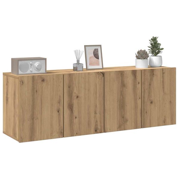 vidaXL ТВ шкафове за стенен монтаж, 2 бр, дъб артизан, 60x30x41 см