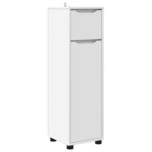 vidaXL Шкаф за баня с чекмедже Бяло 30,5 x 30 x 101 см Инженерно дърво