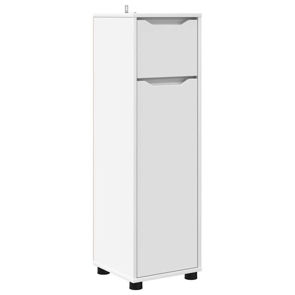 vidaXL Шкаф за баня с чекмедже Бяло 30,5 x 30 x 101 см Инженерно дърво