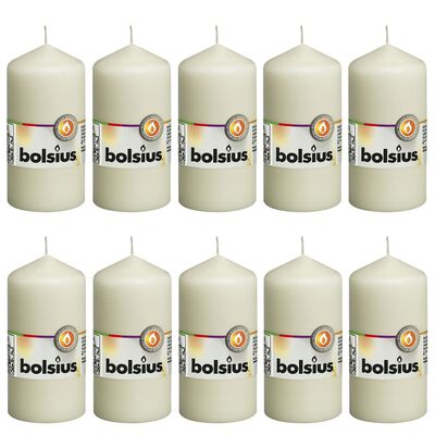 Bolsius Колонни свещи, 10 бр, 120x58 мм, слонова кост