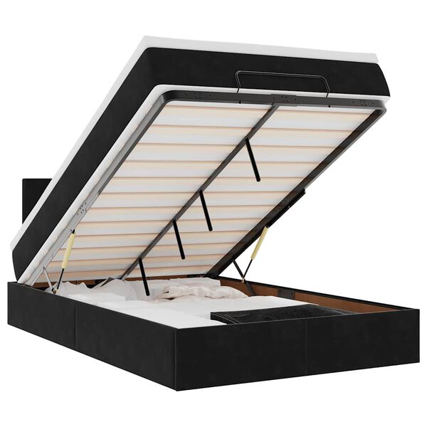vidaXL Османска легло с матрак и LED, черно, 120x190 см, кадифе