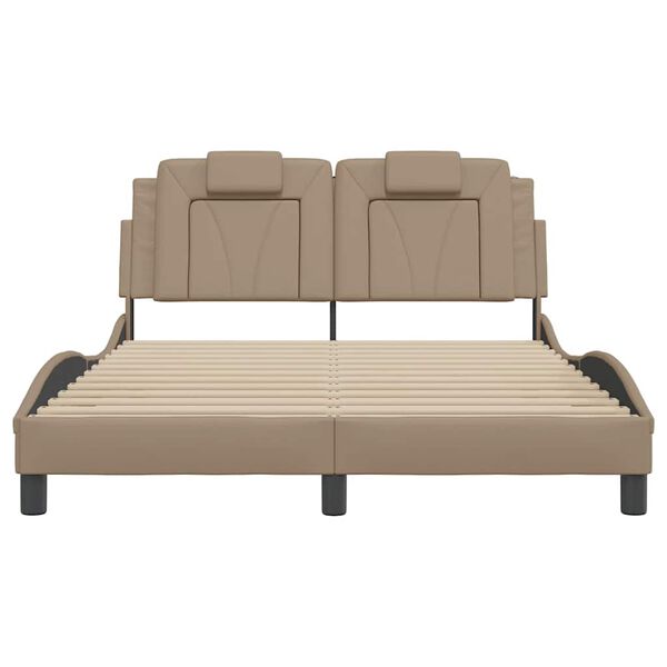 vidaXL Рамка за легло Viana без матрак, капучино, 140x200 см, изкуствена кожа