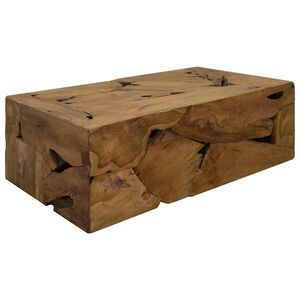 vidaXL Маса за кафе, 90x50x30 см, естествена тикова дървесина, кафява