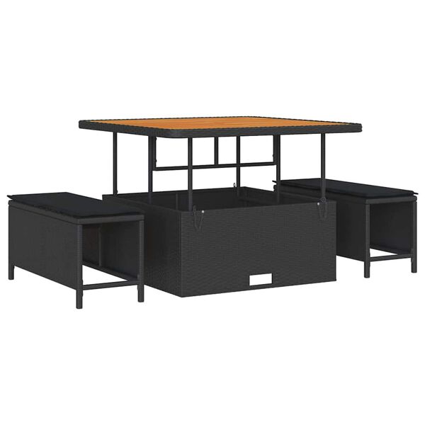 vidaXL Градински Софа Комплект с възглавница 8 pcs Черно полиратан