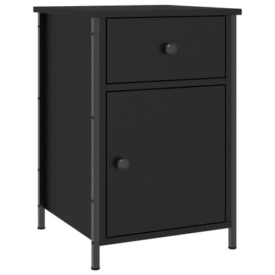 vidaXL Нощно шкафче, черно, 40x42x60 см, инженерно дърво