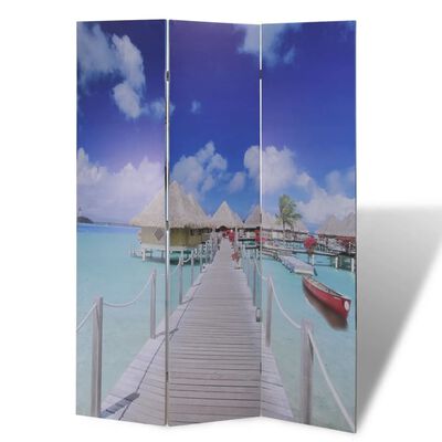 vidaXL Сгъваем параван за стая, 120x170 см, плаж