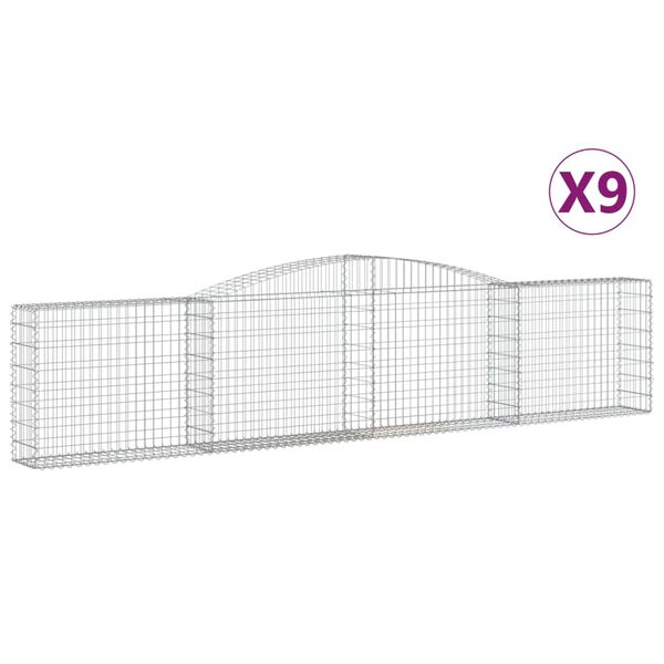 vidaXL Габионни кошници арка 9 бр 400x30x80/100 см поцинковано желязо