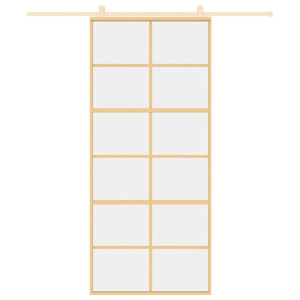 vidaXL Плъзгаща се врата 90x205 см прозрачно ESG стъкло и алуминий