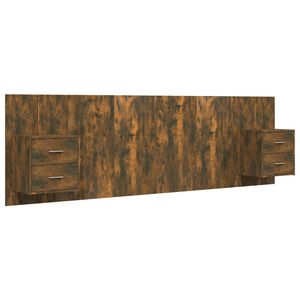 vidaXL Горна табла за легло с шкафчета, опушен дъб, инженерно дърво