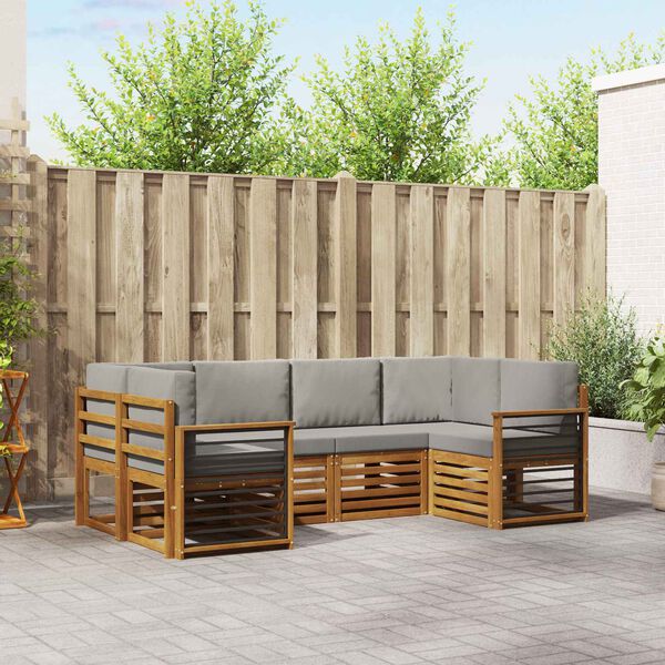 vidaXL Комплект секционен диван 6 pcs Естествено и светло сиво