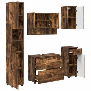 vidaXL Комплект мебели за баня 5 бр. Димян дъб 35 x 30 x 192 см