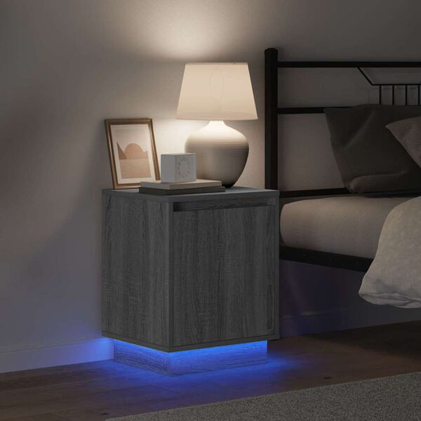 vidaXL Нощен шкаф Сив 39 x 34,5 x 50 см Инженерно дърво