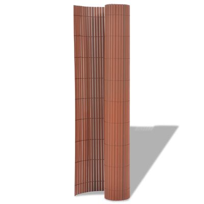 vidaXL Двустранна градинска ограда, PVC, 90x300 см, кафява