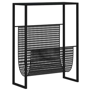 vidaXL Поставка за списания, черна, 35x15x45 см, стомана