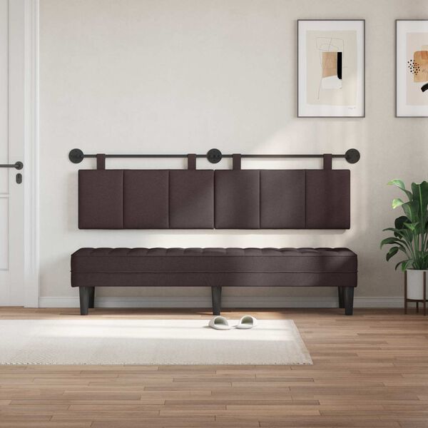 vidaXL Висяща табла На райета Тъмен кафяв 170 x 55 x 5 см текстил