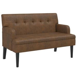 vidaXL Пейка с облегалка, кафява, 112x65,5x75 см, изкуствен велур