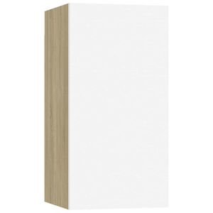 vidaXL ТВ шкаф, бяло и дъб сонома, 30,5x30x60 см, инженерно дърво