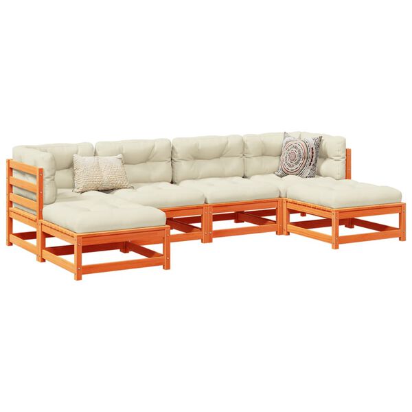 vidaXL Градински комплект с възглавници, 6 части, восъчнокафяв