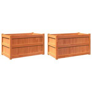 vidaXL Градински сандъци, 2 бр, восъчнокафяв, борово дърво масив
