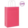 vidaXL Хартиени торбички 250 бр с дръжки розови 21x11x31 см