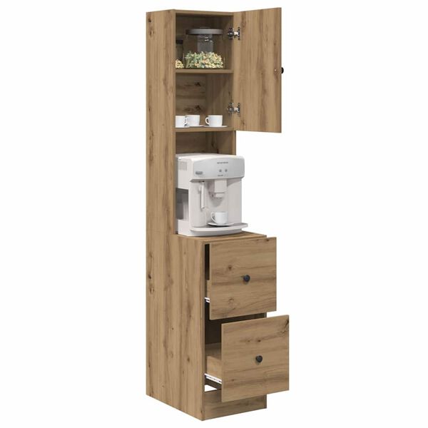 vidaXL Кухненски сървър с чекмедже с рафт с врата Дъб 32 x 50 x 180 см