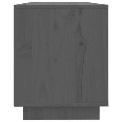 vidaXL ТВ шкаф, сив, 110,5x35x44 см, бор масив