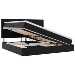 vidaXL Легло с място за съхранение Черно 200 x 200 cm Изкуствена