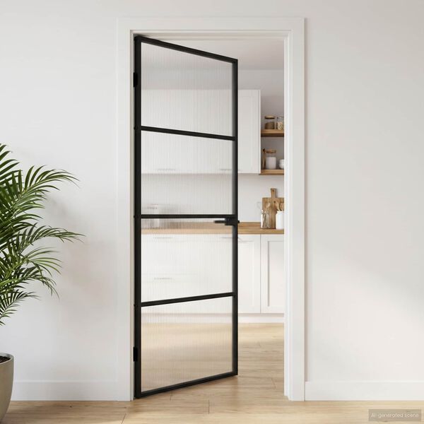 vidaXL Врата за дом 83 x 201,5 x 3,5 см Алуминий и закалено стъкло