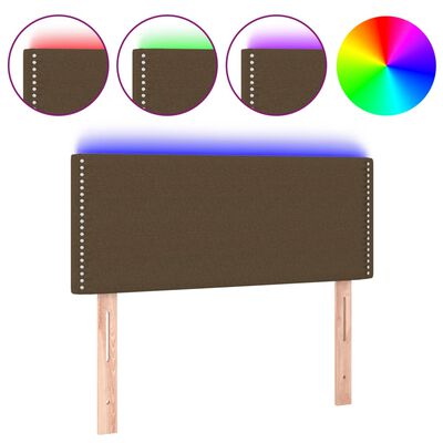 vidaXL LED горна табла за легло, тъмнокафява, 80x5x78/88 см, плат