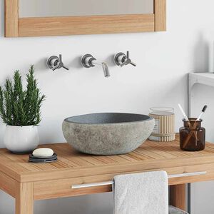 vidaXL Мивка от речен камък, овална, (29-38)x(24-31) см