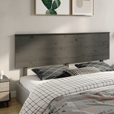 vidaXL Горна табла за легло, сива, 204x6x82,5 см, бор масив
