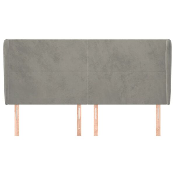 vidaXL Горна табла за легло с уши, светлосива,183x23x118/128 см,кадифе