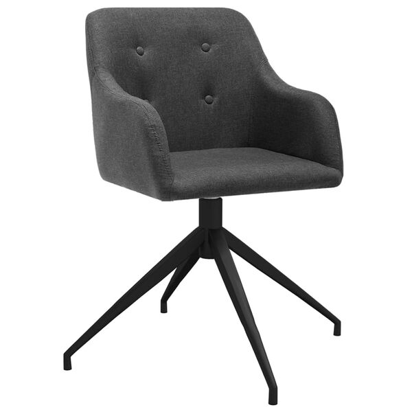 vidaXL Въртящи се трапезни столове, 2 бр, тъмносиви, текстил