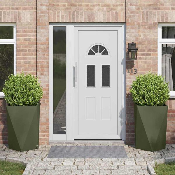 vidaXL Кашпа 2 pcs Маслинено зелено 50 x 50 x 75 cm Стомана