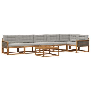 vidaXL Комплект дивани за открито 7 pcs Естествено и светлосиво