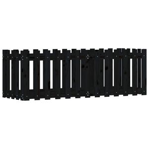 vidaXL Градинска леха с дизайн на ограда черна 150x50x50 см бор масив